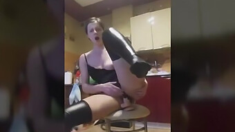 Polish Amateur Enjoys Riding A Dildo On A Chair