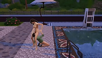 Un Juego Juguetón Lleva A Un Intenso Sexo Junto A La Piscina Entre Un Joven Y Una Criada Sensual