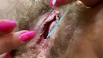 Close-Up Of Wet And Hairy Pussy During Orgasm