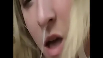 Cum Nose Fetish: Submissive Slut Gags On Cum