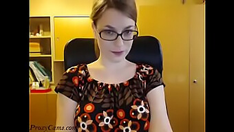 Webcam Girl With Glasses Teasing And Stripping Naked On Camera