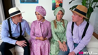 Amish Stepmoms Penny Barber And Pristine Edge Engage In Intense Deepthroat And Hardcore Sex