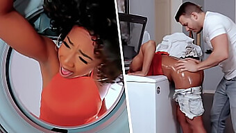 Teasing My Girlfriend'S Black Milf In The Laundry Room - Hardcore