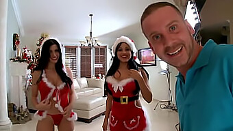 Busty Latina Beauties Rebeca Linares And Abella Anderson In A Steamy Christmas Ass-Play Video By Bangbros.