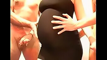 Pregnant Woman In A Black Dress Gets Fucked By Multiple Men