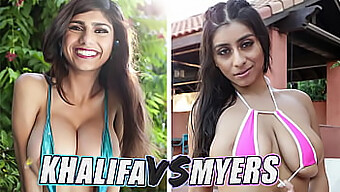 Intens Konkurrence Mellem To Vellystige Babes: Mia Khalifa Og Violet Myers