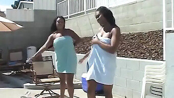 Two Black Lesbians Indulge In Some Steamy Pussy Licking And Ass Play Outdoors